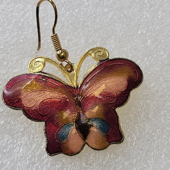 Enamel Butterfly Earrings - Picture 5 of 8